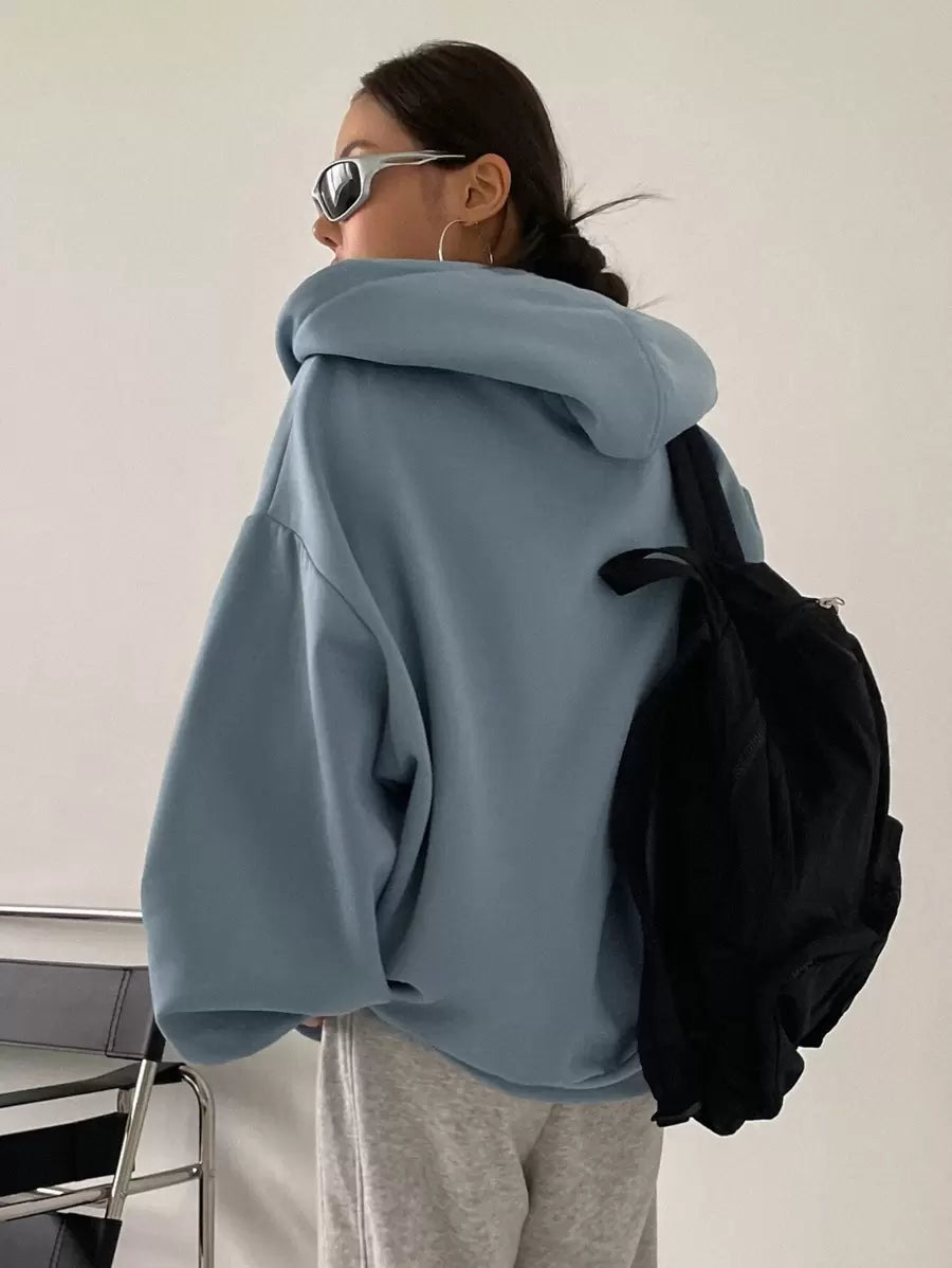 Eleanor Thermal Lined Zip Drawstring Hoodie - White
