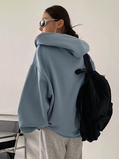 Eleanor Thermal Lined Zip Drawstring Hoodie - White