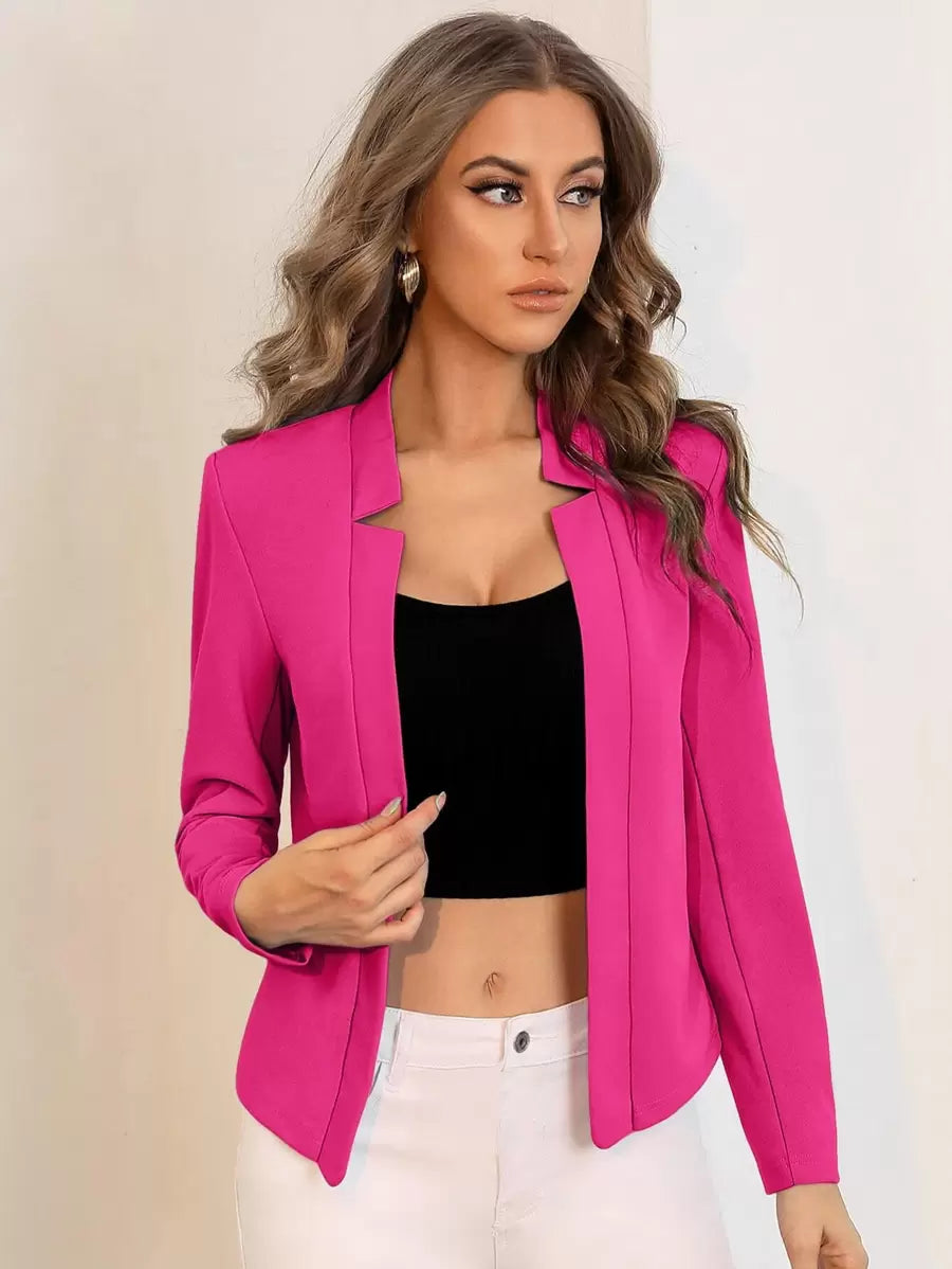 Cora Open Front Knit Blazer Jacket - Black