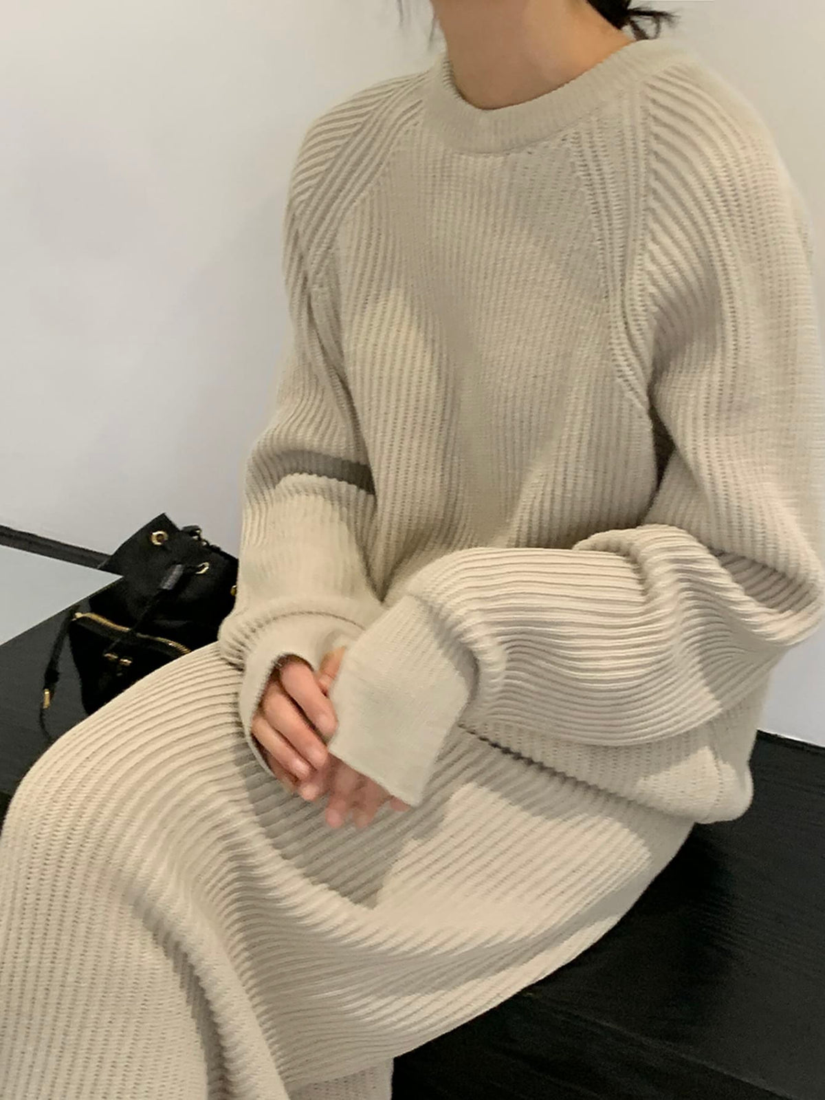 Brienz Raglan Sleeve Sweater and Knit Midi Skirt Set