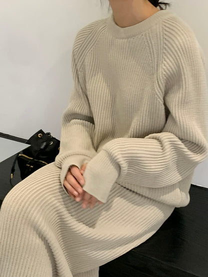 Brienz Raglan Sleeve Sweater and Knit Midi Skirt Set