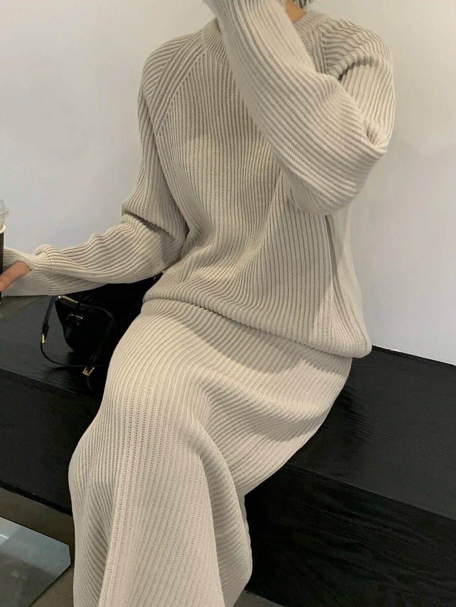 Brienz Raglan Sleeve Sweater and Knit Midi Skirt Set