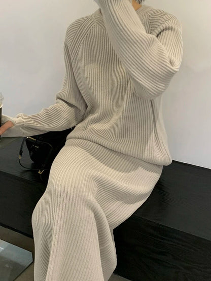 Brienz Raglan Sleeve Sweater and Knit Midi Skirt Set