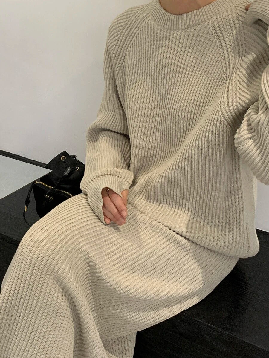Brienz Raglan Sleeve Sweater and Knit Midi Skirt Set
