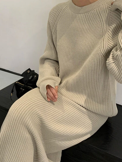 Brienz Raglan Sleeve Sweater and Knit Midi Skirt Set
