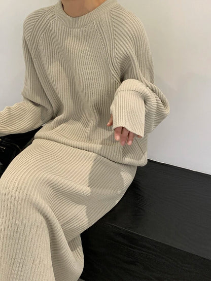 Brienz Raglan Sleeve Sweater and Knit Midi Skirt Set