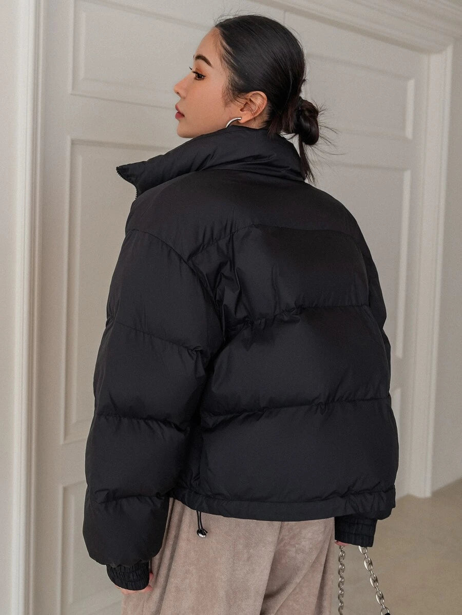 Trondheim Drop Shoulder Cropped Puffer Jacket with Stand Collar