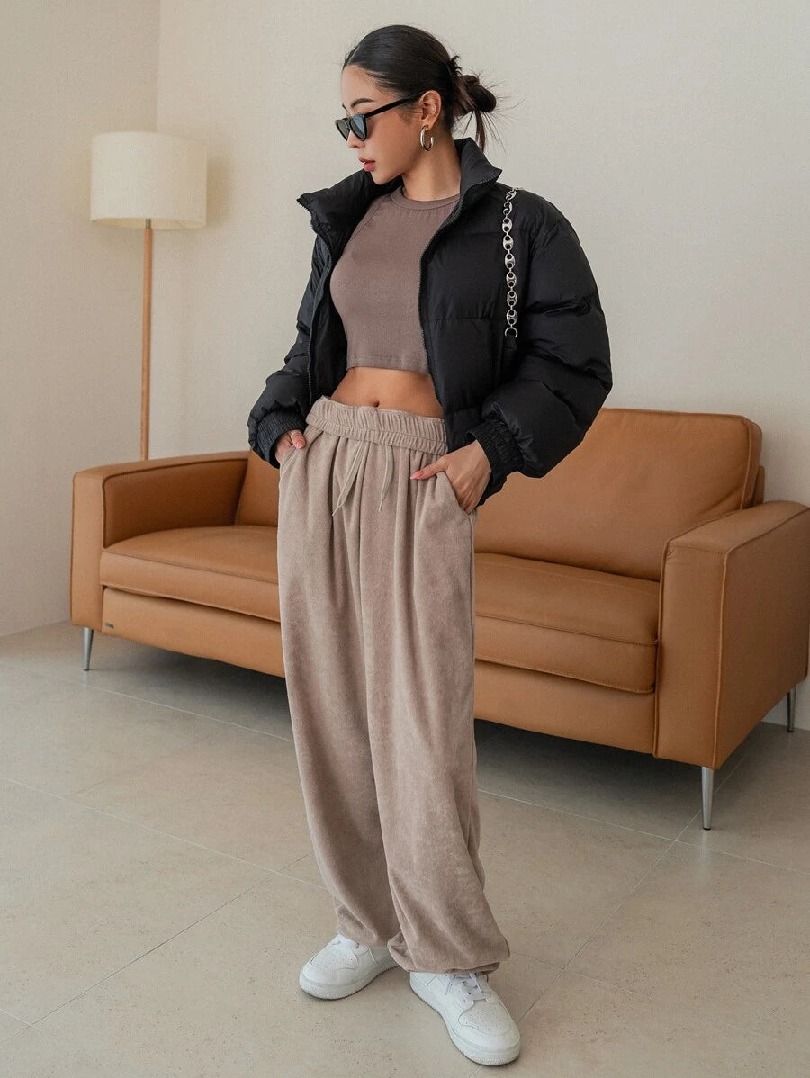 Trondheim Drop Shoulder Cropped Puffer Jacket with Stand Collar
