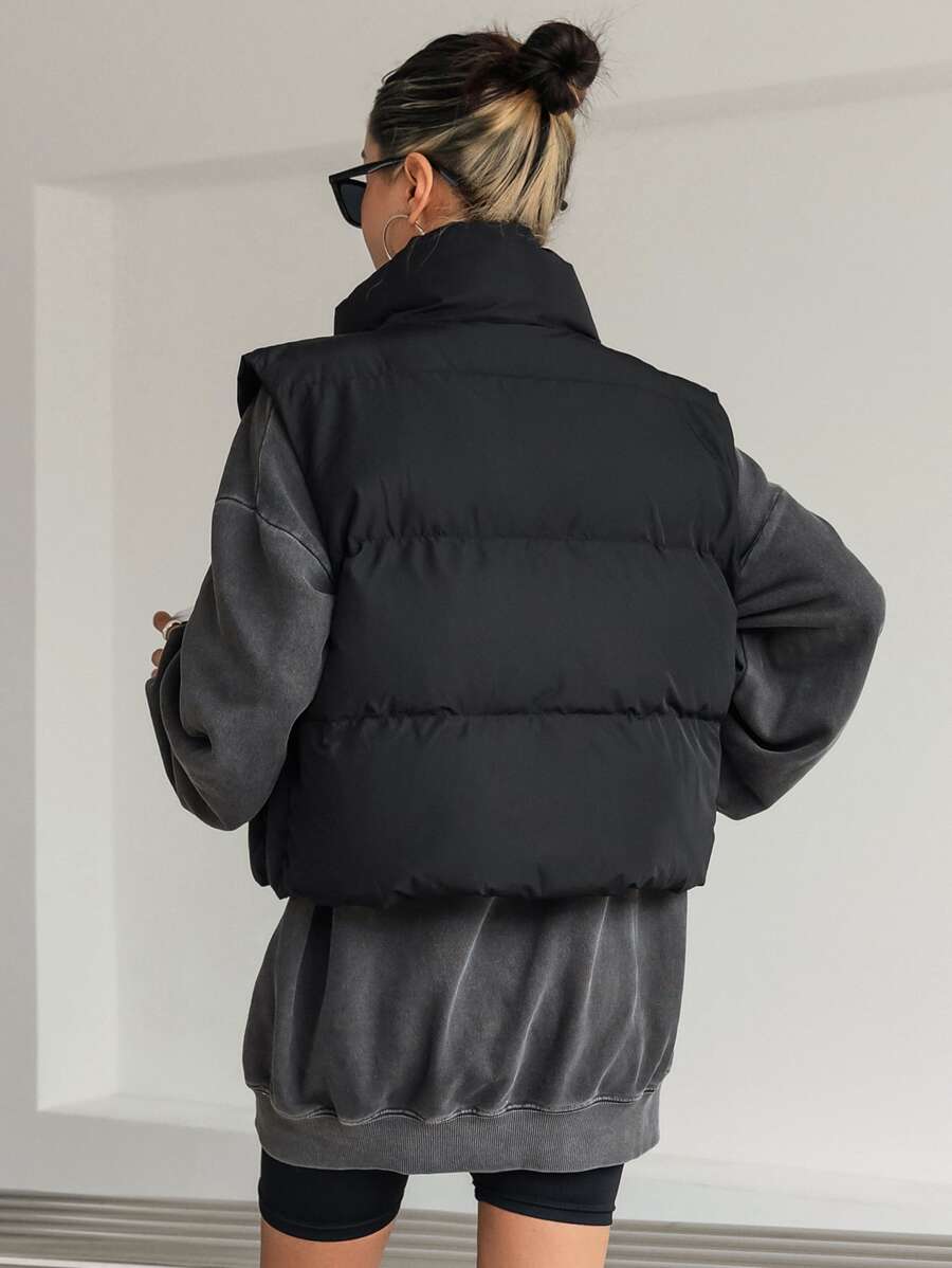 Andermatt Snap Button Zip Up Puffer Vest with Pockets