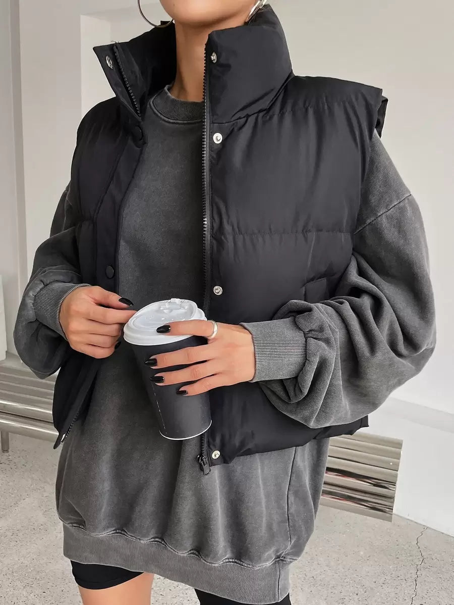 Andermatt Snap Button Zip Up Puffer Vest with Pockets