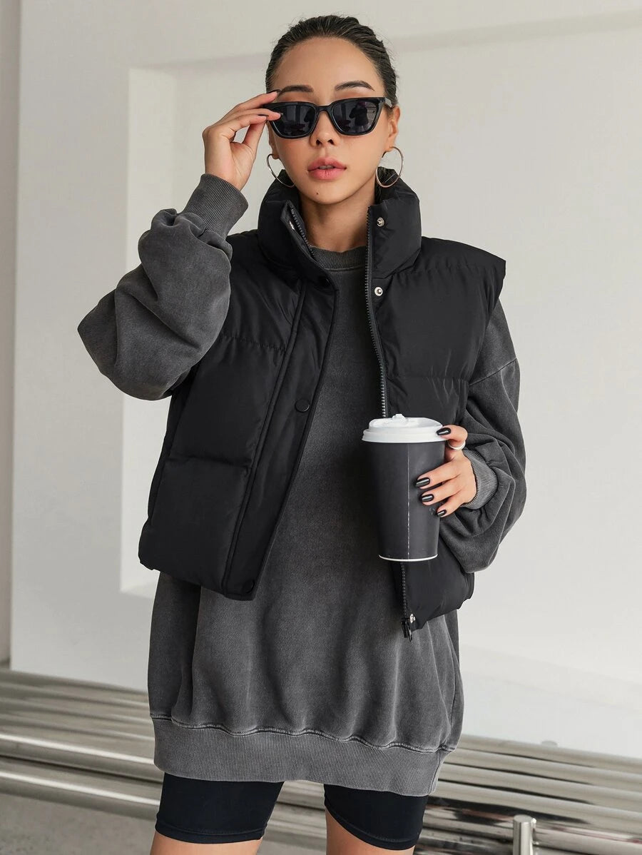 Andermatt Snap Button Zip Up Puffer Vest with Pockets