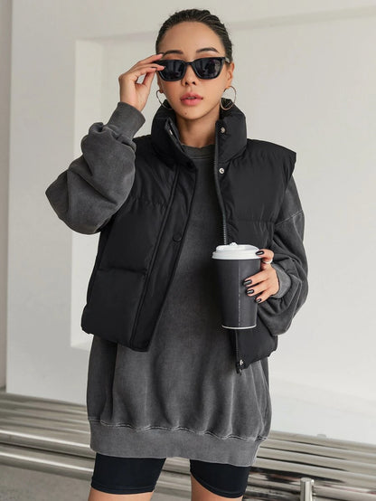Andermatt Snap Button Zip Up Puffer Vest with Pockets