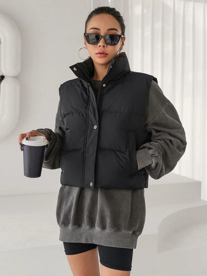 Andermatt Snap Button Zip Up Puffer Vest with Pockets