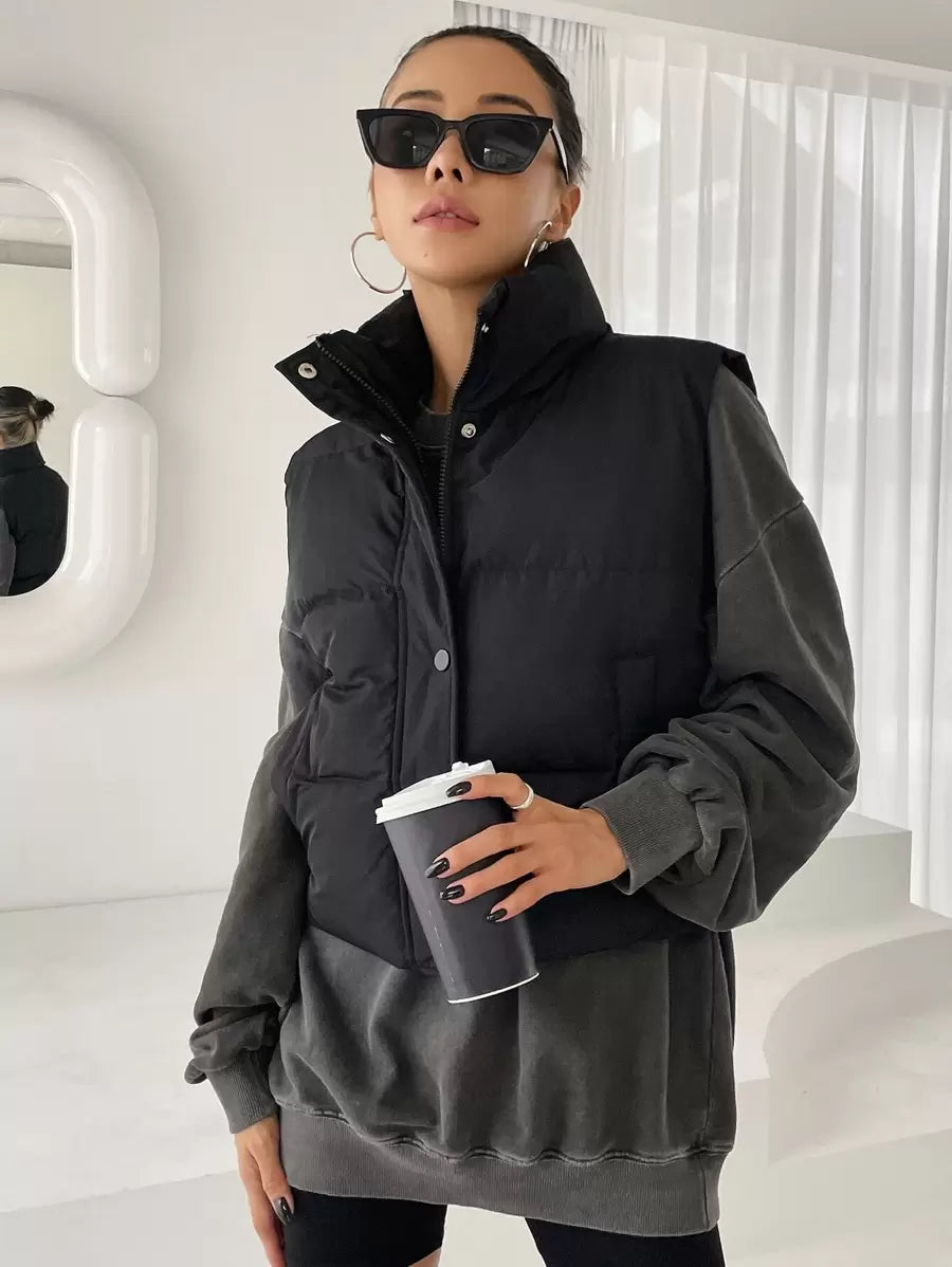 Andermatt Snap Button Zip Up Puffer Vest with Pockets