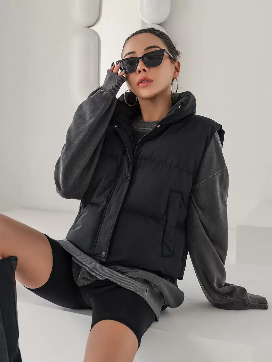 Andermatt Snap Button Zip Up Puffer Vest with Pockets