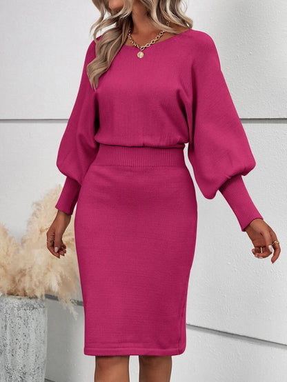 Ljubljana Batwing Sleeve Knit Bodycon Midi Sweater Dress