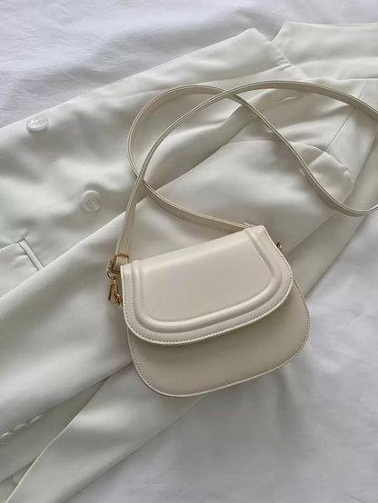 Women's Small Saddle Crossbody Bag, Faux Leather Flap Shoulder Purse with Adjustable Strap
