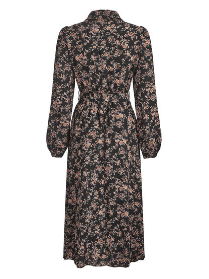 Avignon Floral Print Long Sleeve Belted Midi Shirt Dress