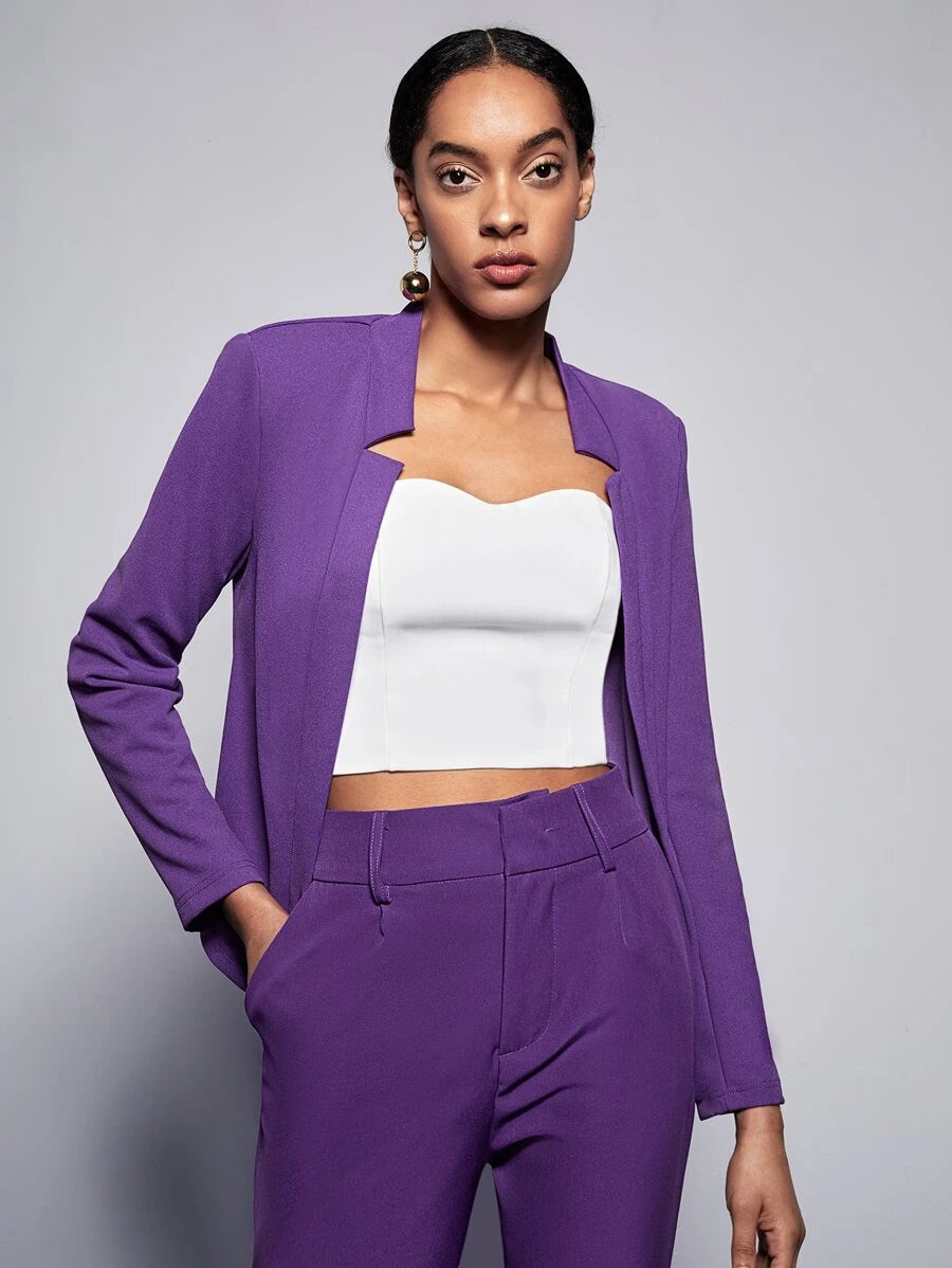 Cora Open Front Knit Blazer Jacket - Mint Green