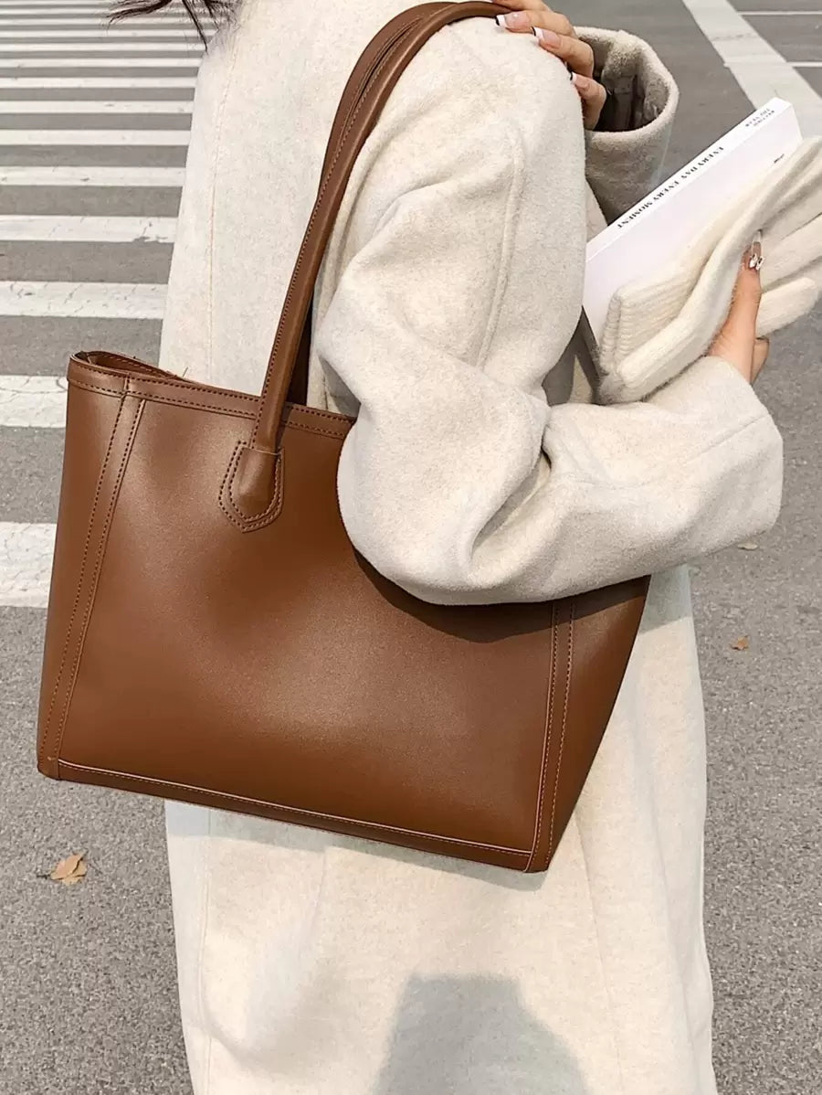 Tartu Large Faux Leather Shoulder Tote Bag