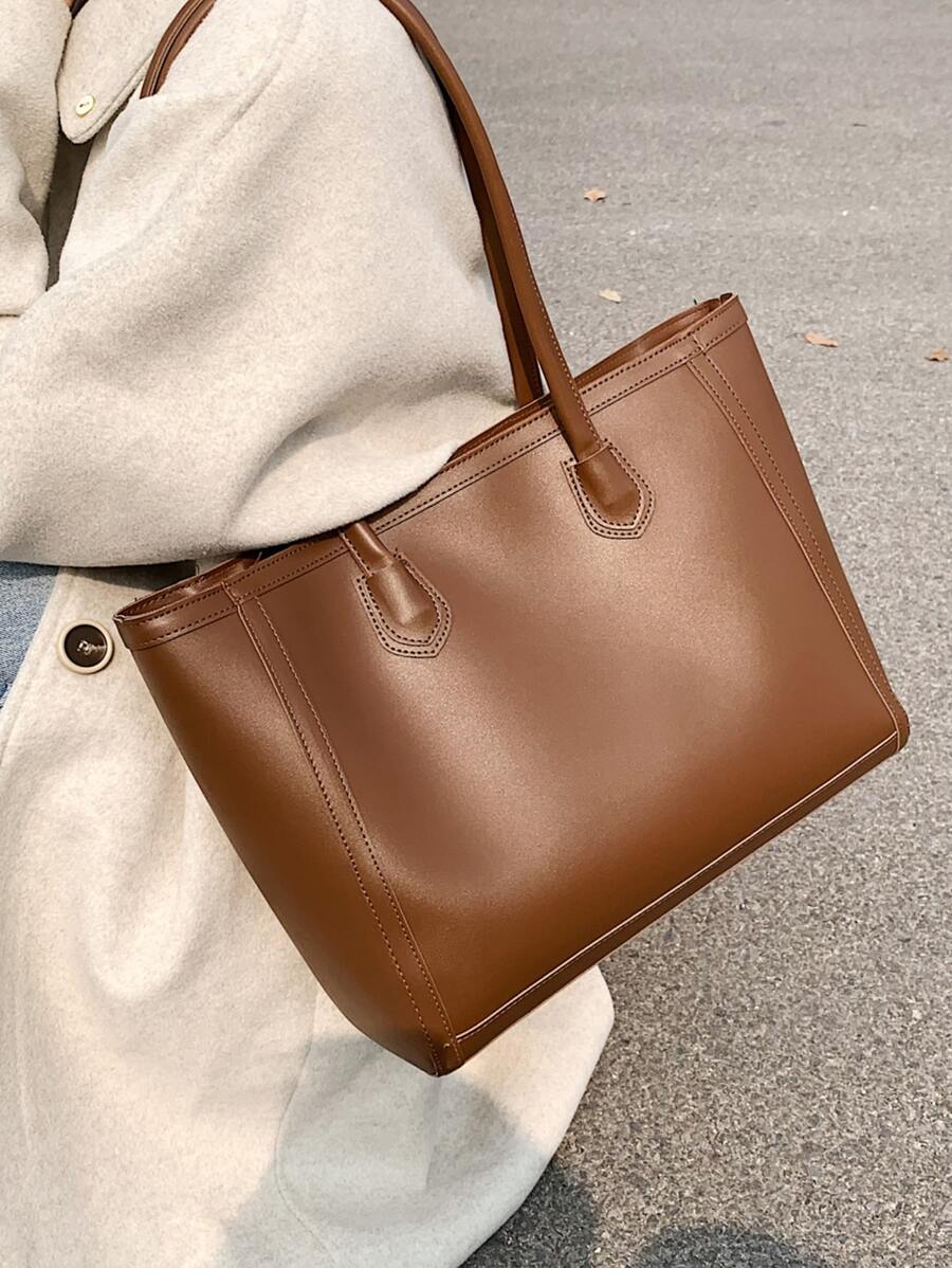 Tartu Large Faux Leather Shoulder Tote Bag