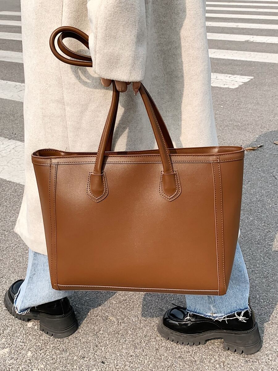 Tartu Large Faux Leather Shoulder Tote Bag