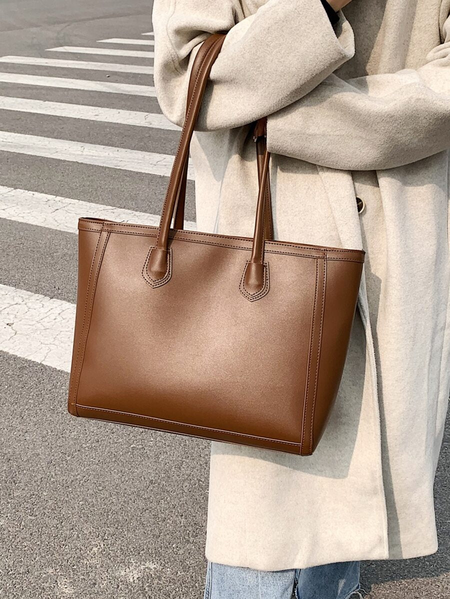 Tartu Large Faux Leather Shoulder Tote Bag