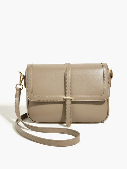 Kilkenny Vintage Flap Crossbody Bag with Buckle Strap - Khaki