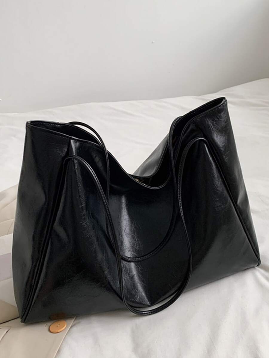 Women's Large Faux Leather Tote Bag, Vintage Shoulder Purse for Work and Travel