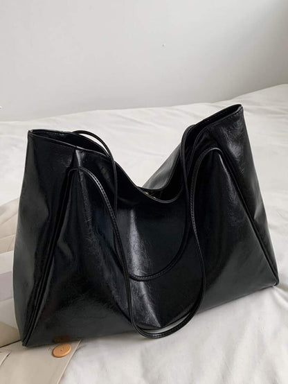 Women's Large Faux Leather Tote Bag, Vintage Shoulder Purse for Work and Travel