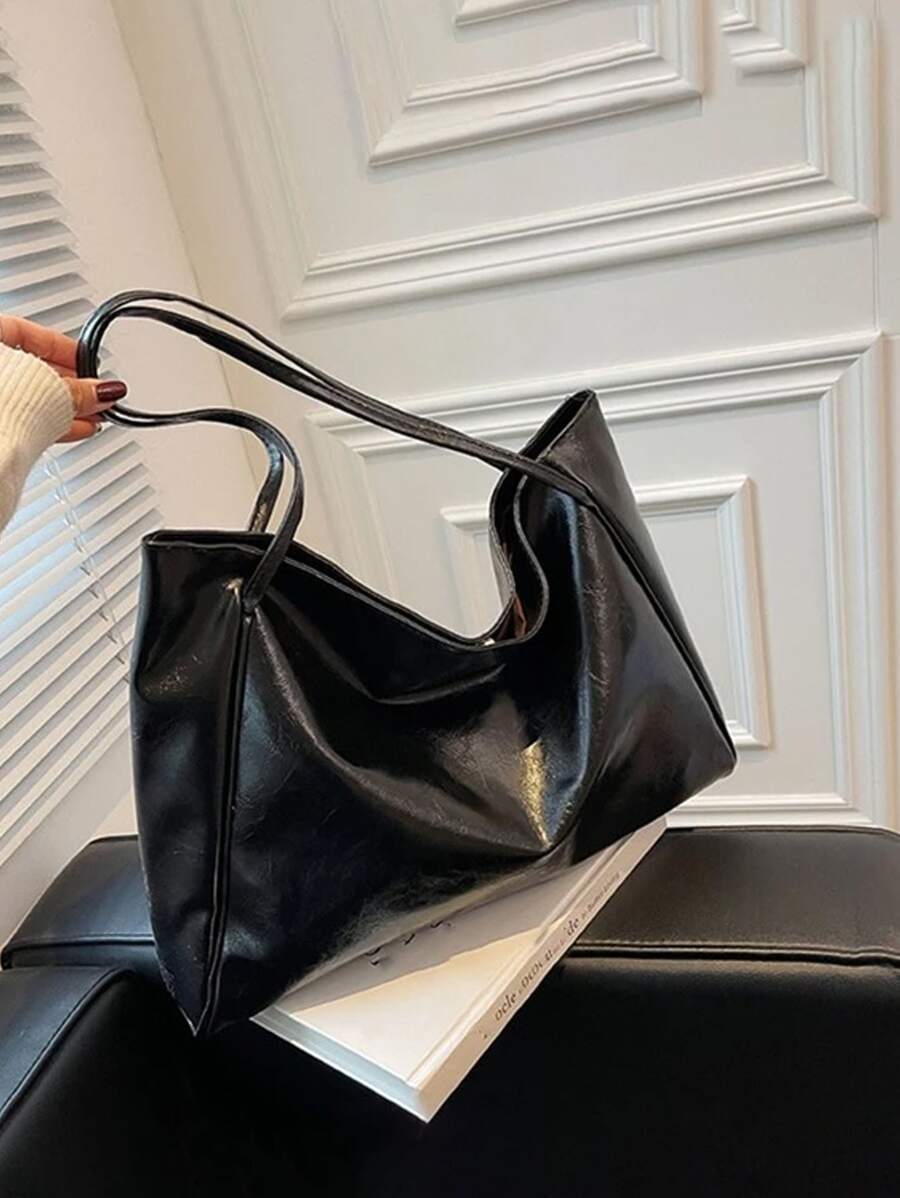Women's Large Faux Leather Tote Bag, Vintage Shoulder Purse for Work and Travel
