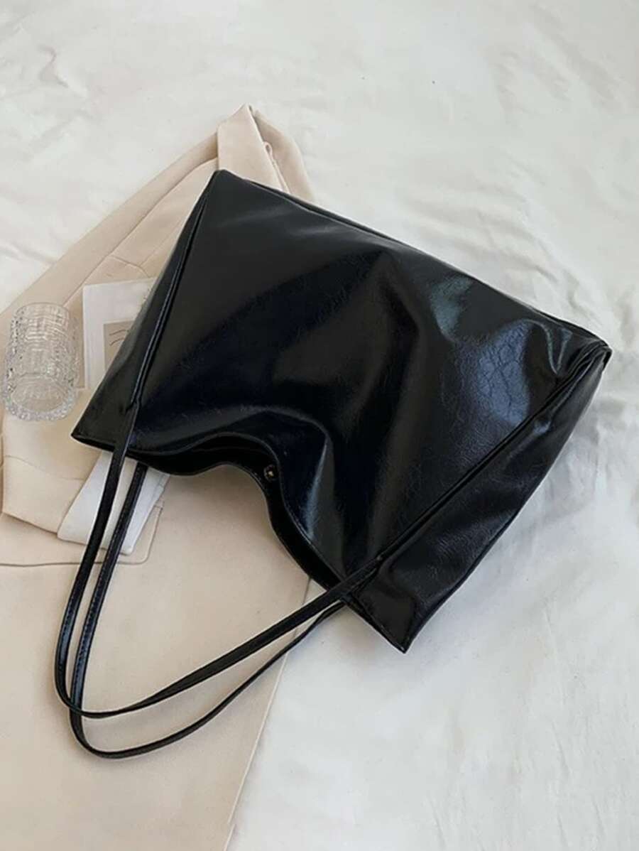 Women's Large Faux Leather Tote Bag, Vintage Shoulder Purse for Work and Travel