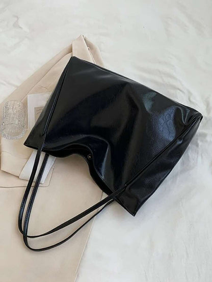 Women's Large Faux Leather Tote Bag, Vintage Shoulder Purse for Work and Travel