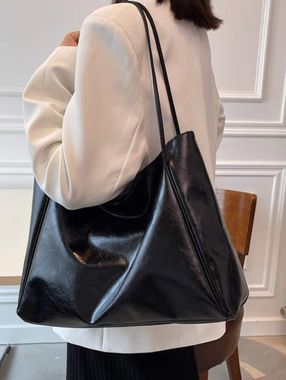Women's Large Faux Leather Tote Bag, Vintage Shoulder Purse for Work and Travel