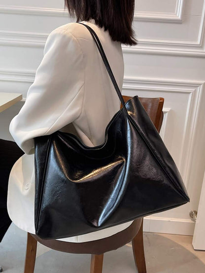 Women's Large Faux Leather Tote Bag, Vintage Shoulder Purse for Work and Travel
