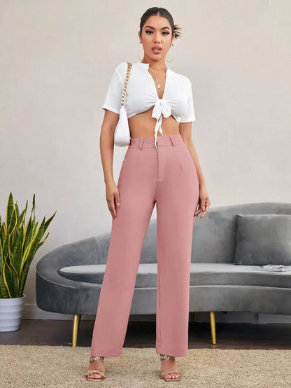 Women's High Waisted Flare Trousers, Tailored Dress Pants for Work Office - Black