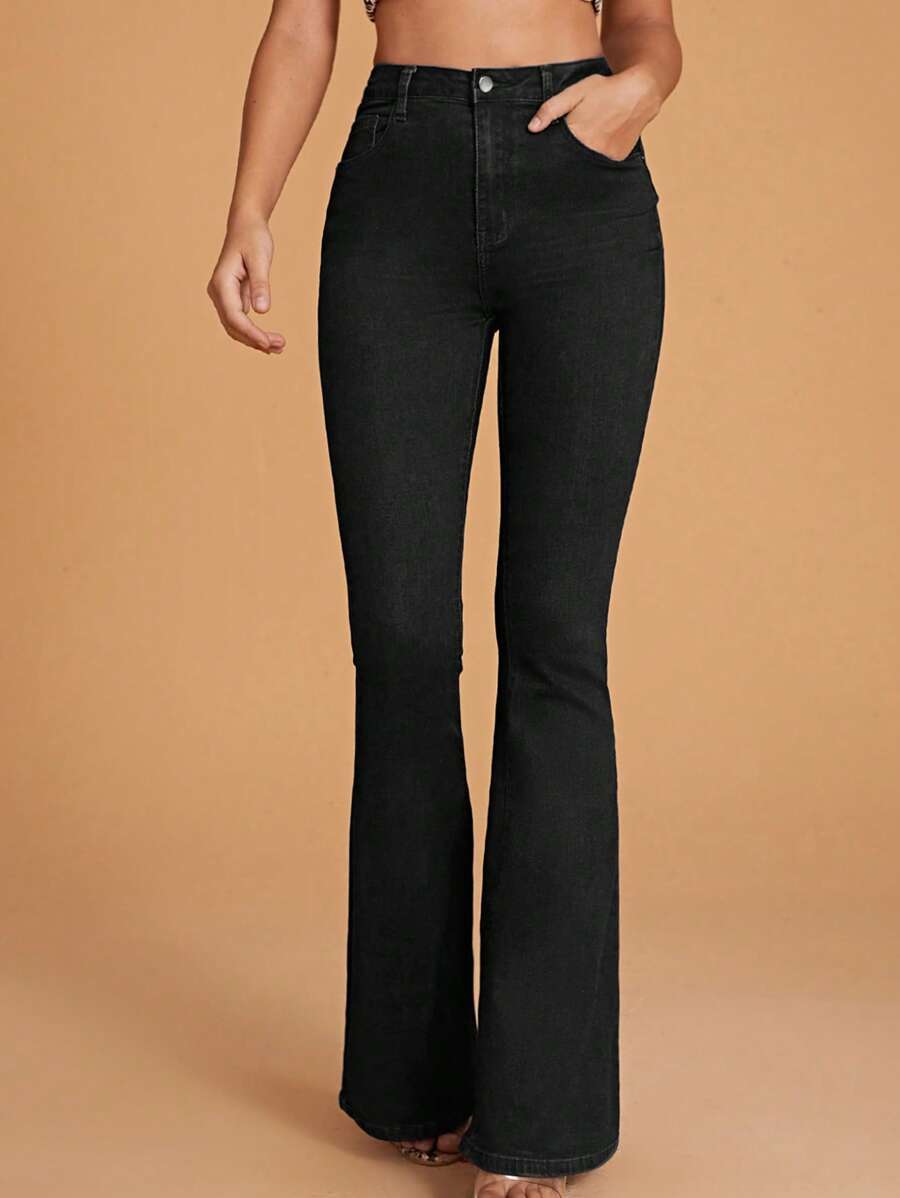 Annapolis High Waist Flare Leg Jeans with Pockets