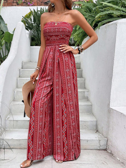Breezaya Paisley Print Split Thigh Tube Jumpsuit Mensa