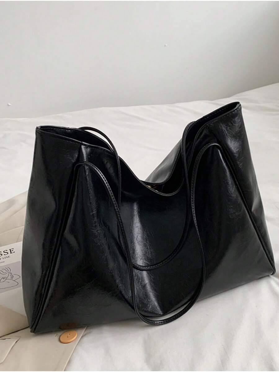 Women's Large Faux Leather Tote Bag, Vintage Shoulder Purse for Work and Travel