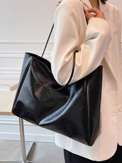 Women's Large Faux Leather Tote Bag, Vintage Shoulder Purse for Work and Travel