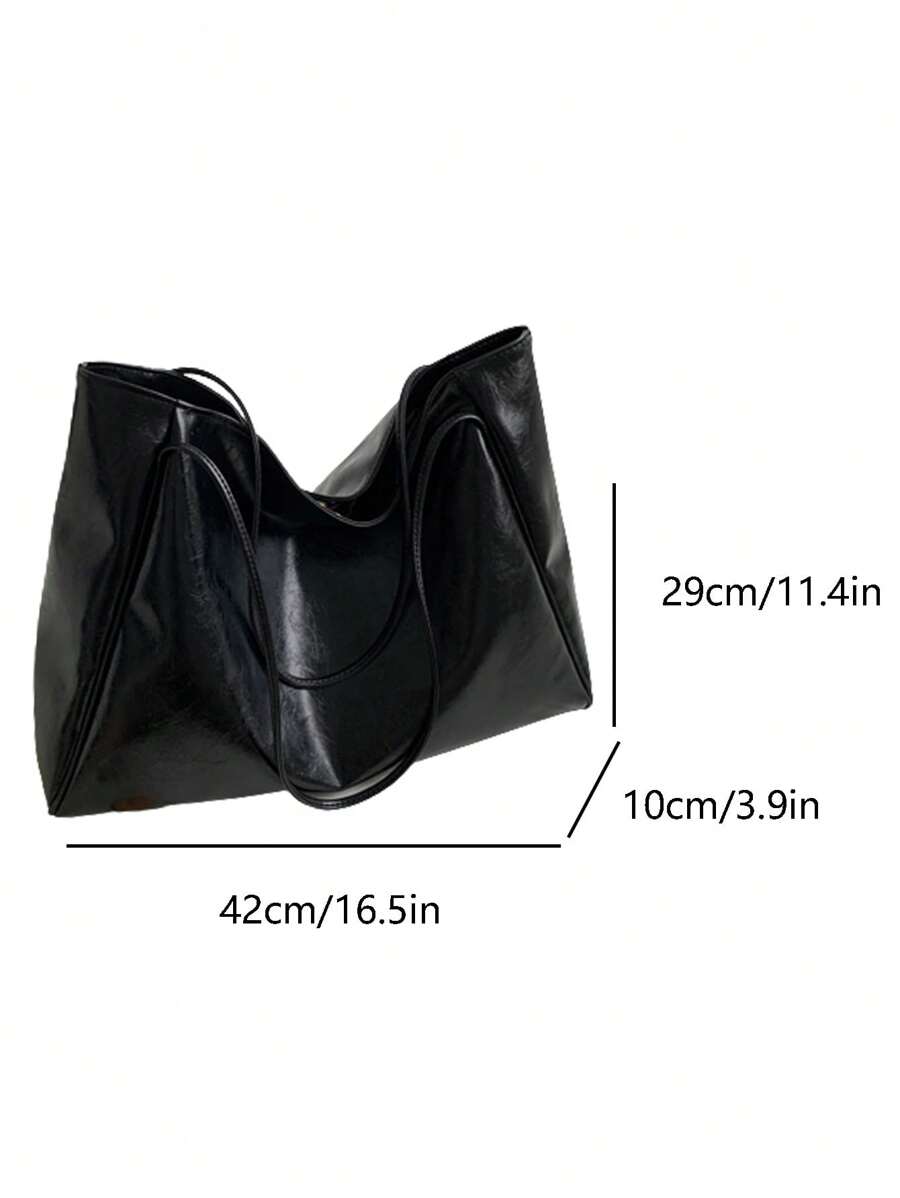 Women's Large Faux Leather Tote Bag, Vintage Shoulder Purse for Work and Travel