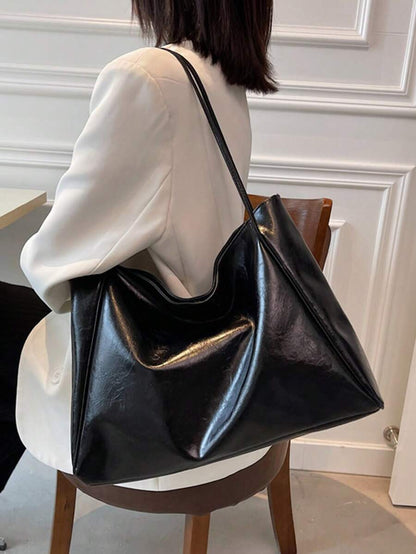Women's Large Faux Leather Tote Bag, Vintage Shoulder Purse for Work and Travel
