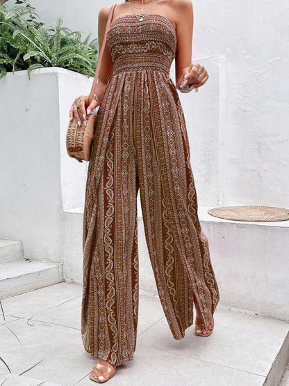 Breezaya Paisley Print Split Thigh Tube Jumpsuit Mensa