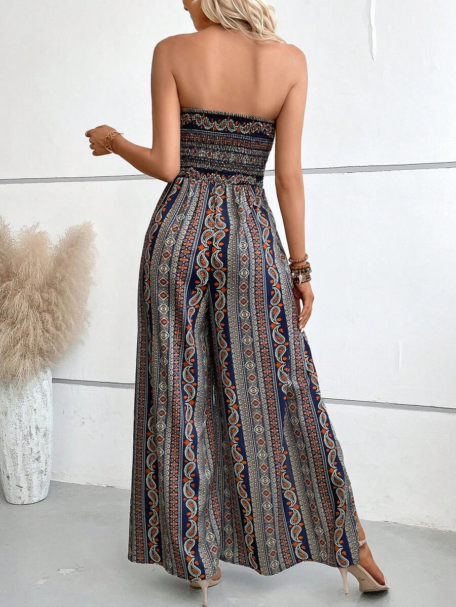 Breezaya Paisley Print Split Thigh Tube Jumpsuit Mensa