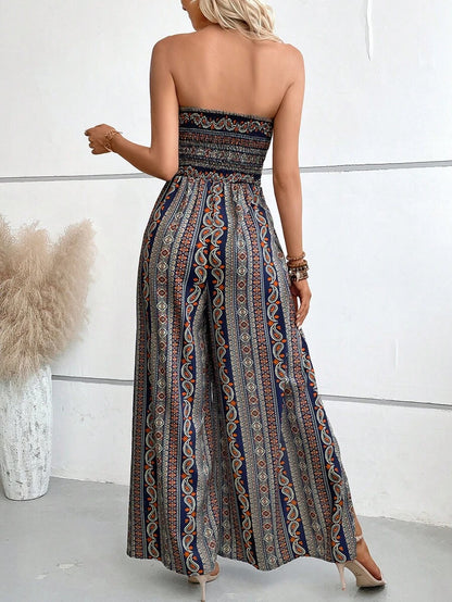 Breezaya Paisley Print Split Thigh Tube Jumpsuit Mensa