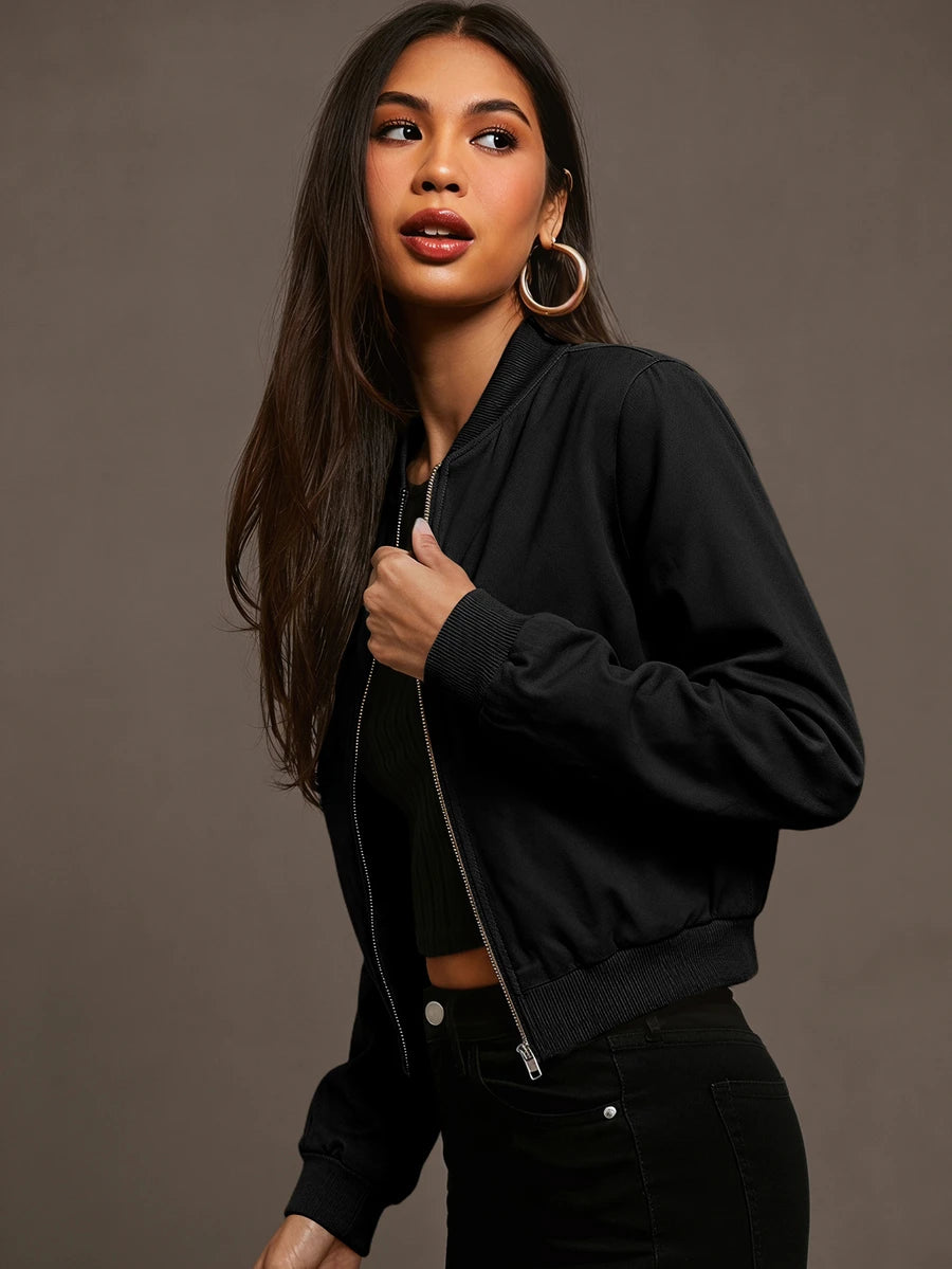 Steamboat Zip Up Bomber Jacket with Ribbed Trim