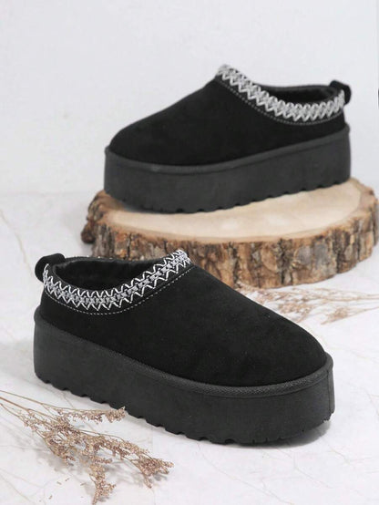 Solezae Women's Faux Suede Round Toe Slip On Fluffy Flatform Slippers Mother's Day Present For Christmas Valentine's Day Mensa