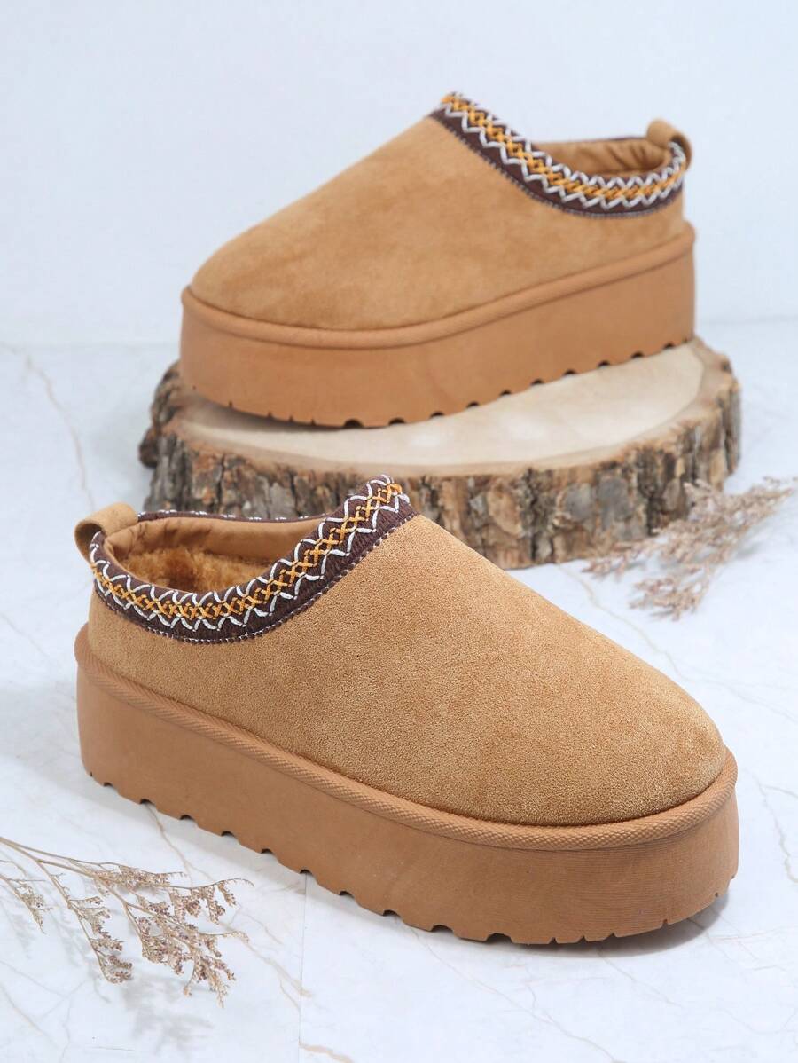 Solezae Women's Faux Suede Round Toe Slip On Fluffy Flatform Slippers Mother's Day Present For Christmas Valentine's Day Mensa