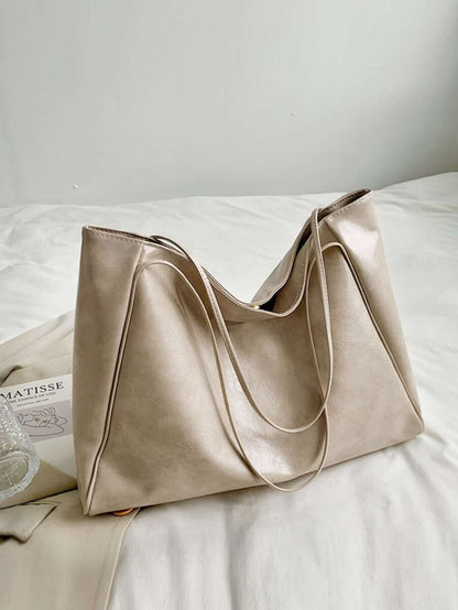 Women's Large Faux Leather Tote Bag, Vintage Shoulder Purse for Work and Travel