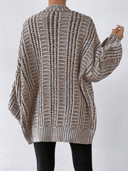 Lucienne Space-Dye Cable Knit Cardigan with Lantern Sleeves - Multicolor